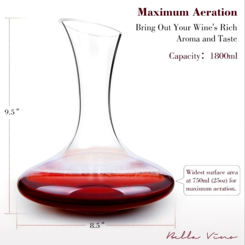 Bella Vino Wine Decanter 1800 ml capacity 9.5 x 8.5